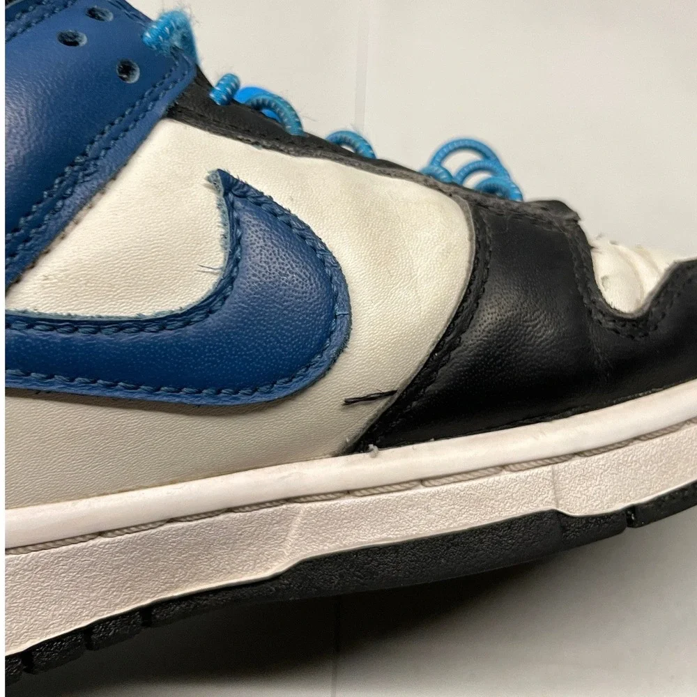 Nike Dunk Low Retro Big Kids' Shoes 6.5Y White Black Blue DH9765-104 Sneakers